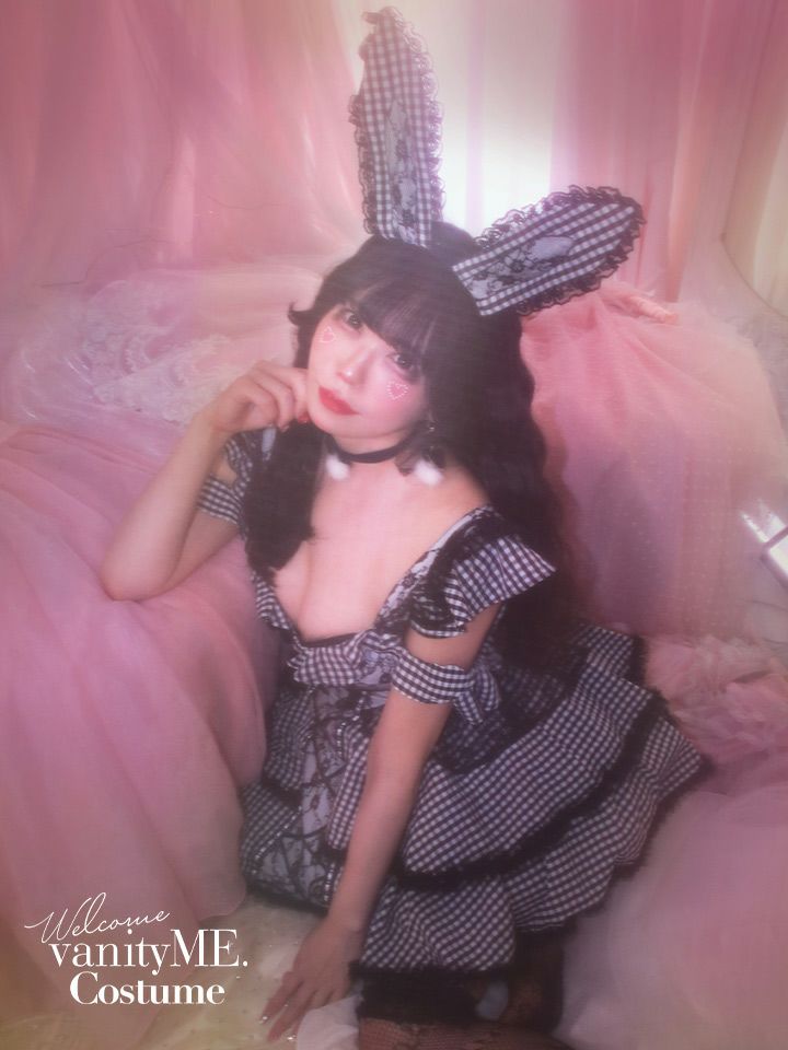 【4点セット】いたずらうさぎのギンガムチェックドレス ブラック vcsbn-250219-2