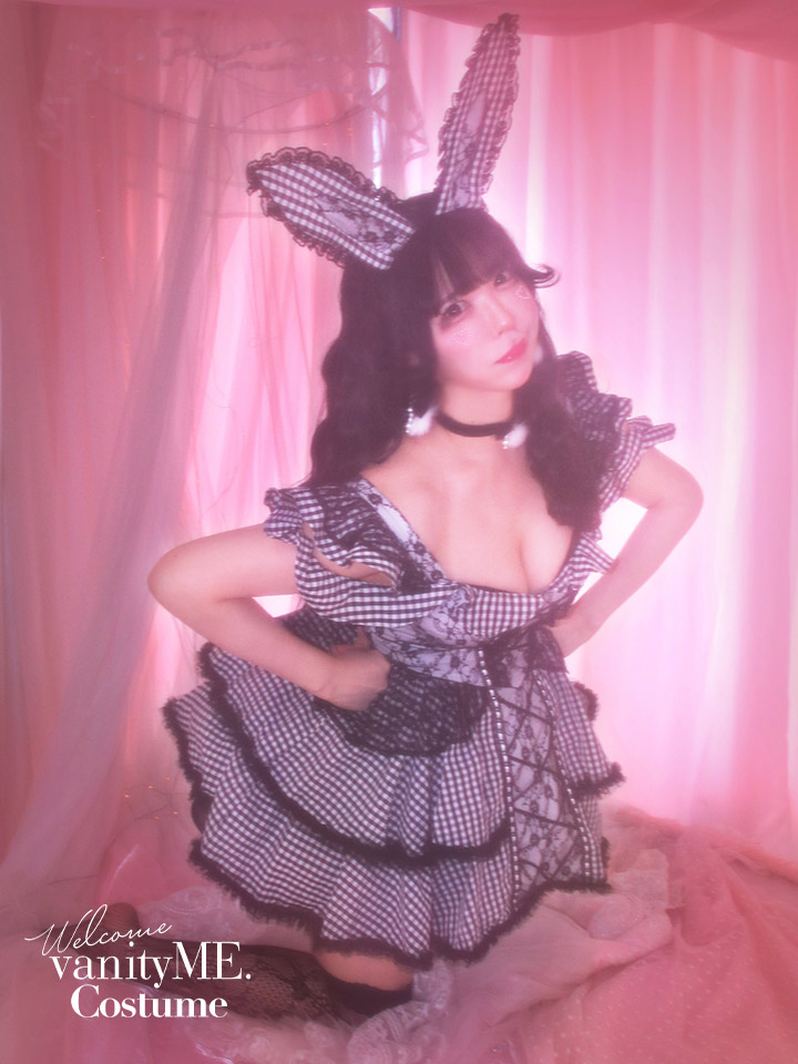 【4点セット】いたずらうさぎのギンガムチェックドレス ブラック vcsbn-250219-2【4点セット】いたずらうさぎのギンガムチェックドレス ブラック vcsbn-250219-2
