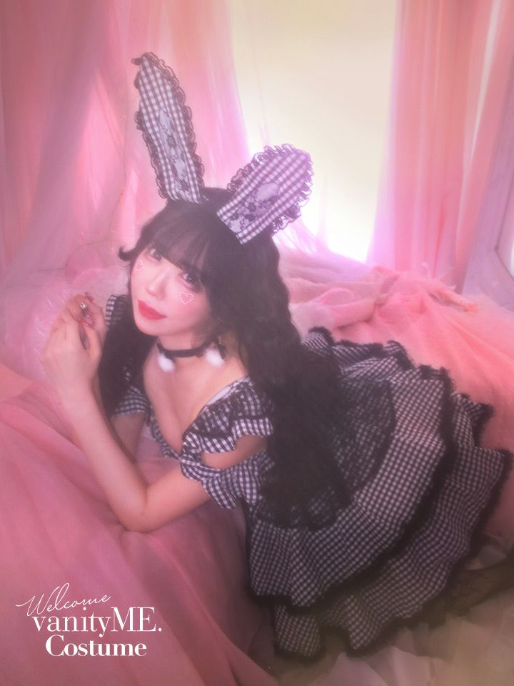 【4点セット】いたずらうさぎのギンガムチェックドレス ブラック vcsbn-250219-2