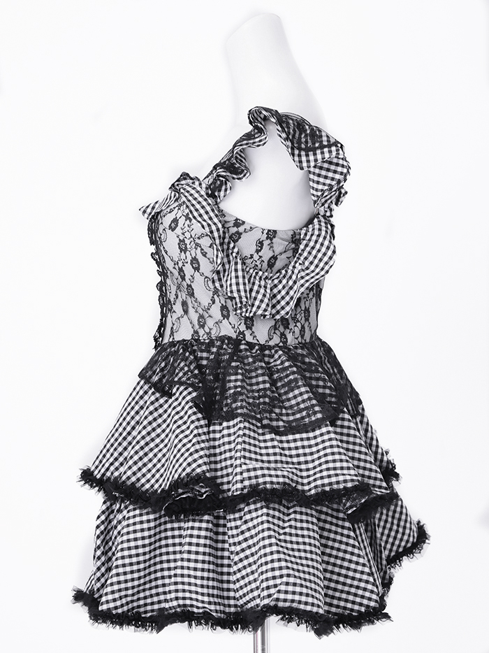 【4点セット】いたずらうさぎのギンガムチェックドレス ブラック vcsbn-250219-2