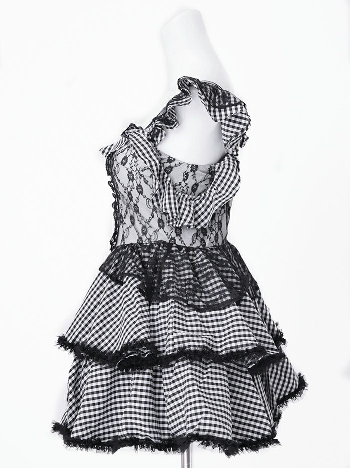【4点セット】いたずらうさぎのギンガムチェックドレス ブラック vcsbn-250219-2