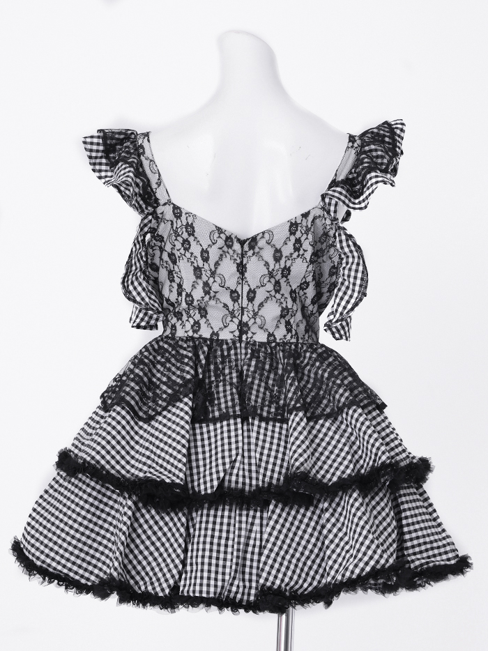 【4点セット】いたずらうさぎのギンガムチェックドレス ブラック vcsbn-250219-2
