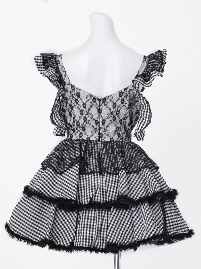 【4点セット】いたずらうさぎのギンガムチェックドレス ブラック vcsbn-250219-2