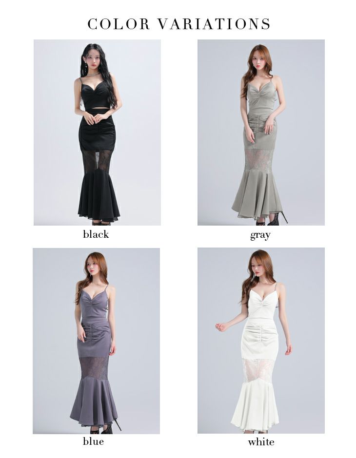 Glossy ローブドフルールグロッシー サテンレースマーメイドセットアップロングキャバドレス gl4110