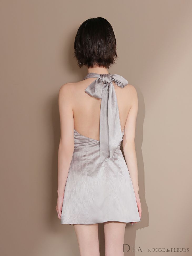 DEA. ディア バイ ローブドフルール サテンドレープホルターネックベルトミニキャバドレス de3376-c