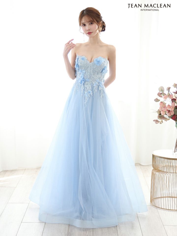 JEAN MACLEAN ジャンマクレーン 立体フラワーモチーフ/ビジュー刺繍/パフスリーブ付き/姫/ロングドレス ja51865-c