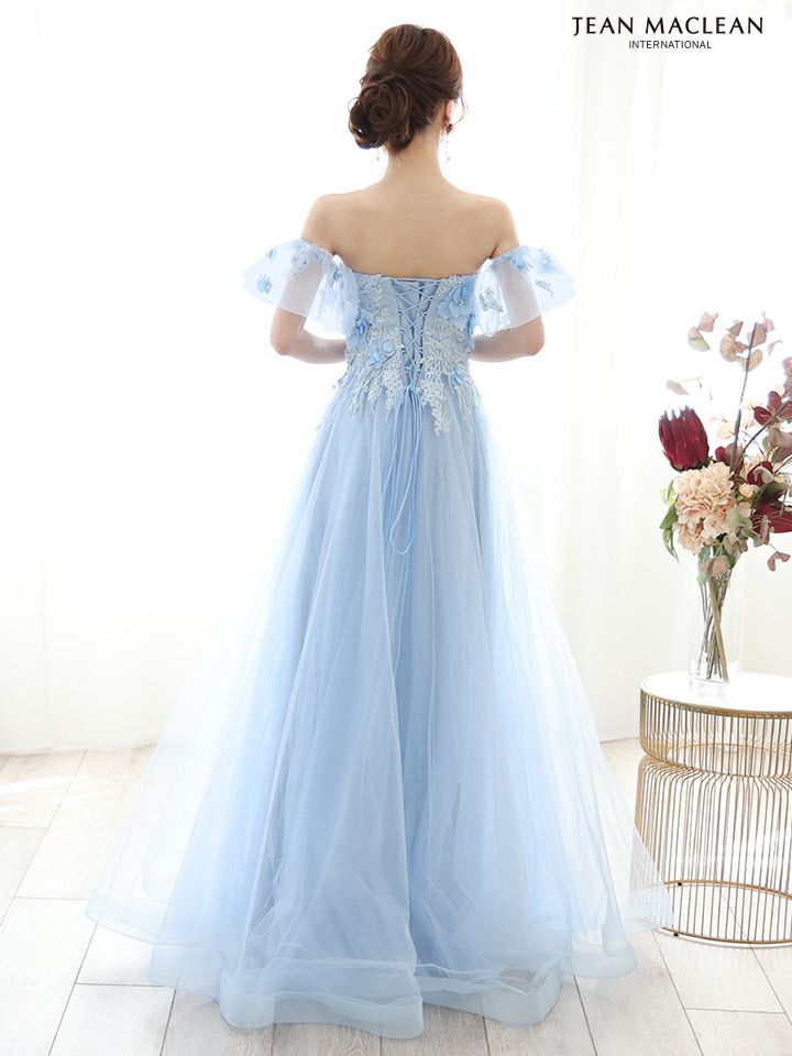 JEAN MACLEAN ジャンマクレーン 立体フラワーモチーフ/ビジュー刺繍/パフスリーブ付き/姫/ロングドレス ja51865-c