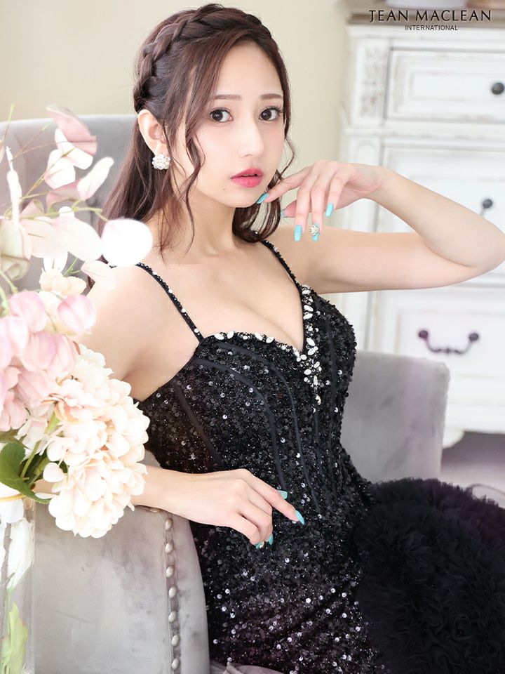  JEAN MACLEAN ジャンマクレーン スパンコール/ボリュームファー/マーメイド/スリット入り/タイト/ロングドレス ja41670-c