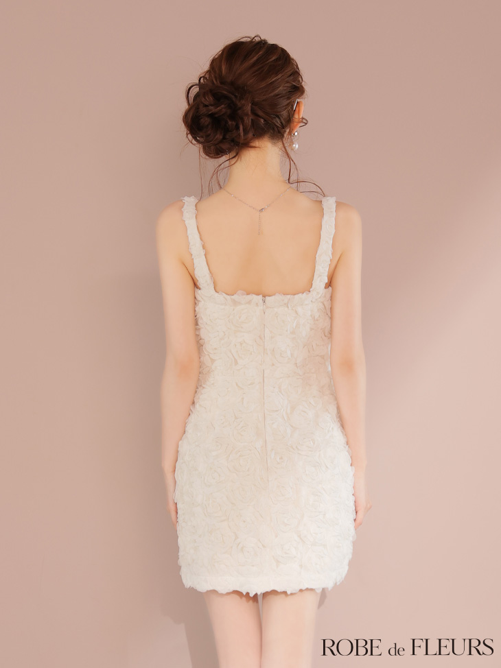 ROBE de FLEURS ローブドフルール ガーリーローズレースサテンミニキャバドレス fm4203-c