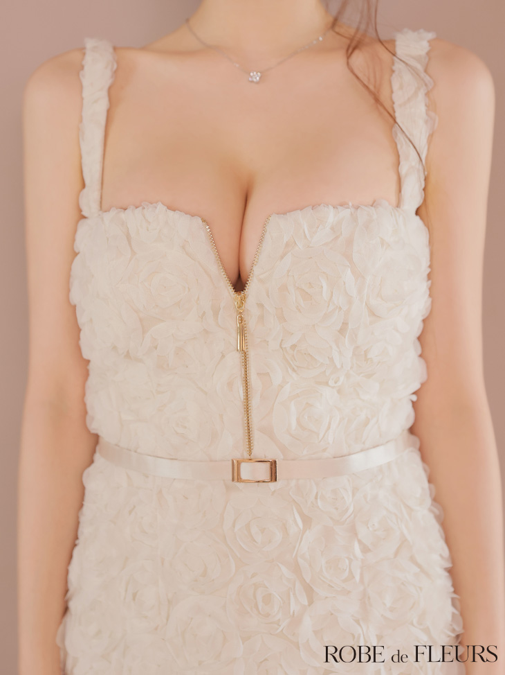 ROBE de FLEURS ローブドフルール ガーリーローズレースサテンミニキャバドレス fm4203-c