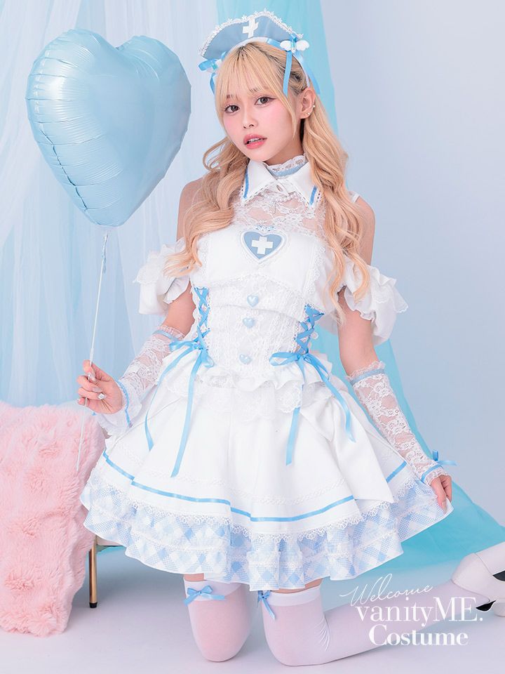 【9点セット】Malymoon マリームーン ジェラートチェックナース [ブルー] ml10255-1