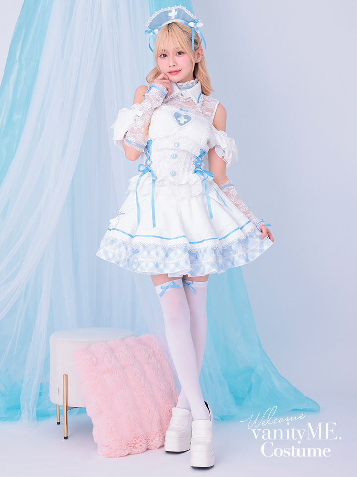 【9点セット】Malymoon マリームーン ジェラートチェックナース [ブルー] ml10255-1