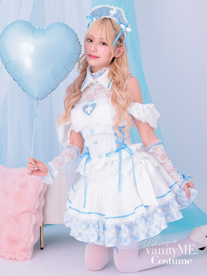 【9点セット】Malymoon マリームーン ジェラートチェックナース [ブルー] ml10255-1