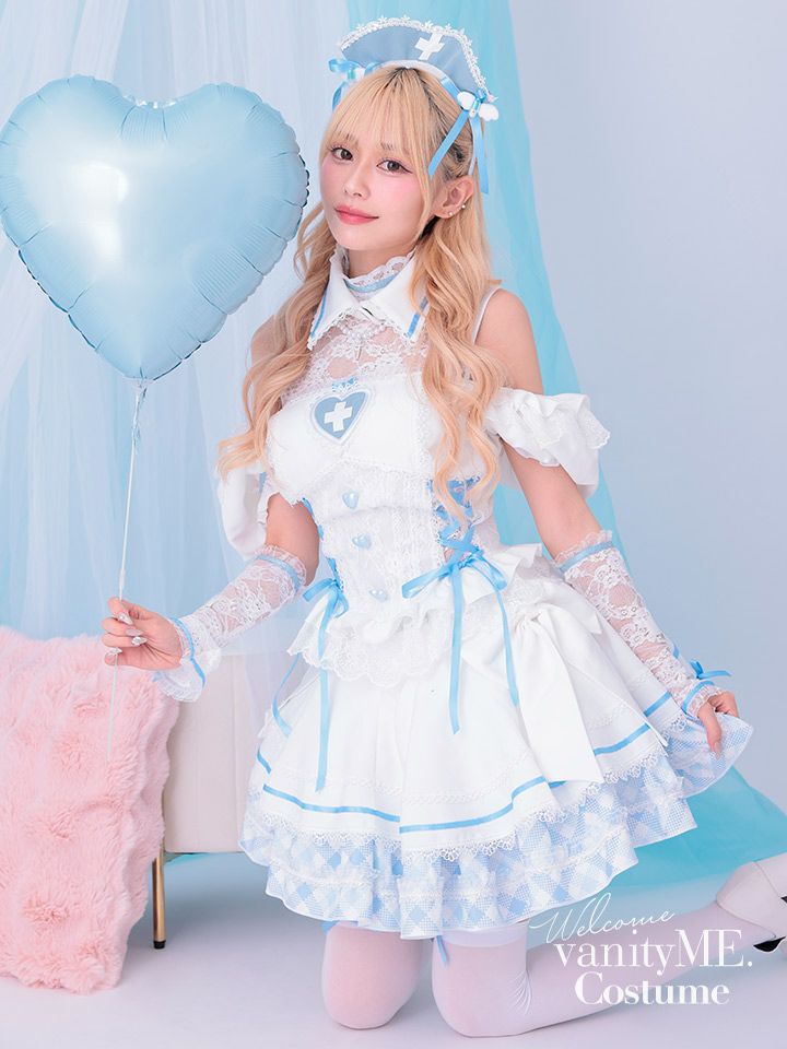 【9点セット】Malymoon マリームーン ジェラートチェックナース [ブルー] ml10255-1