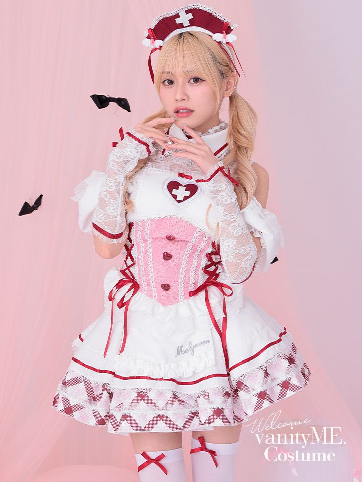 【9点セット】Malymoon マリームーン ジェラートチェックナース [レッド] ml10255-2