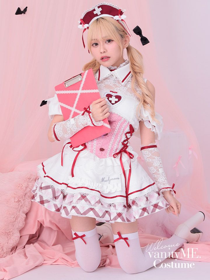 【9点セット】Malymoon マリームーン ジェラートチェックナース [レッド] ml10255-2