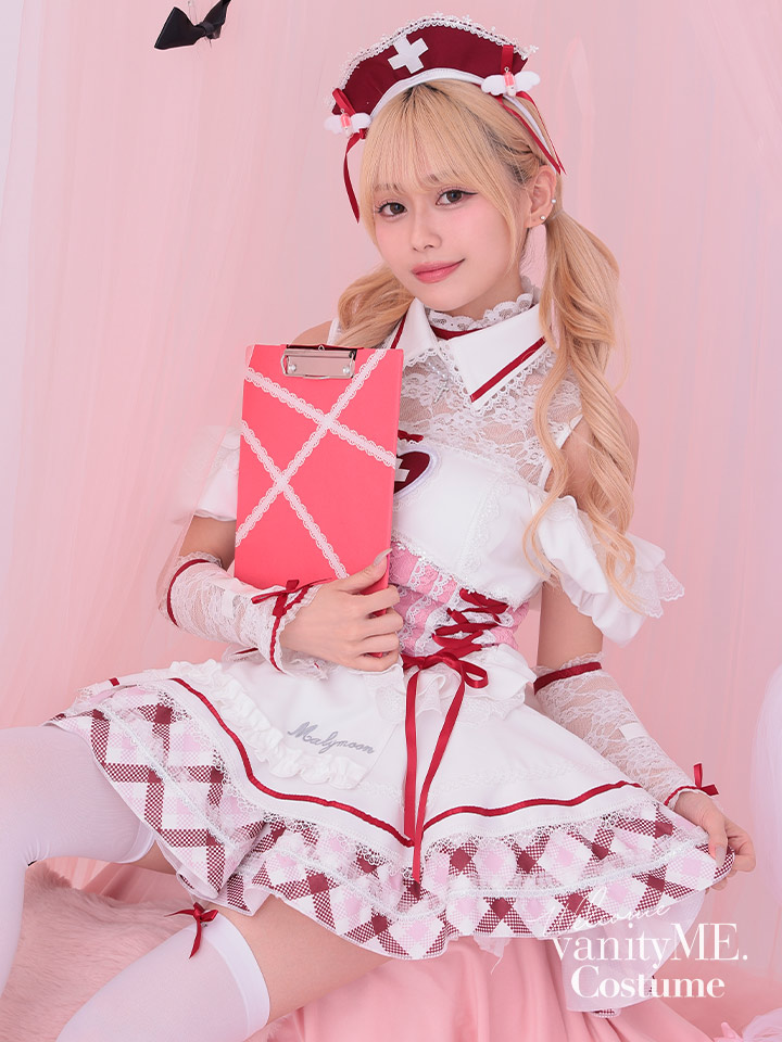 【9点セット】Malymoon マリームーン ジェラートチェックナース [レッド] ml10255-2