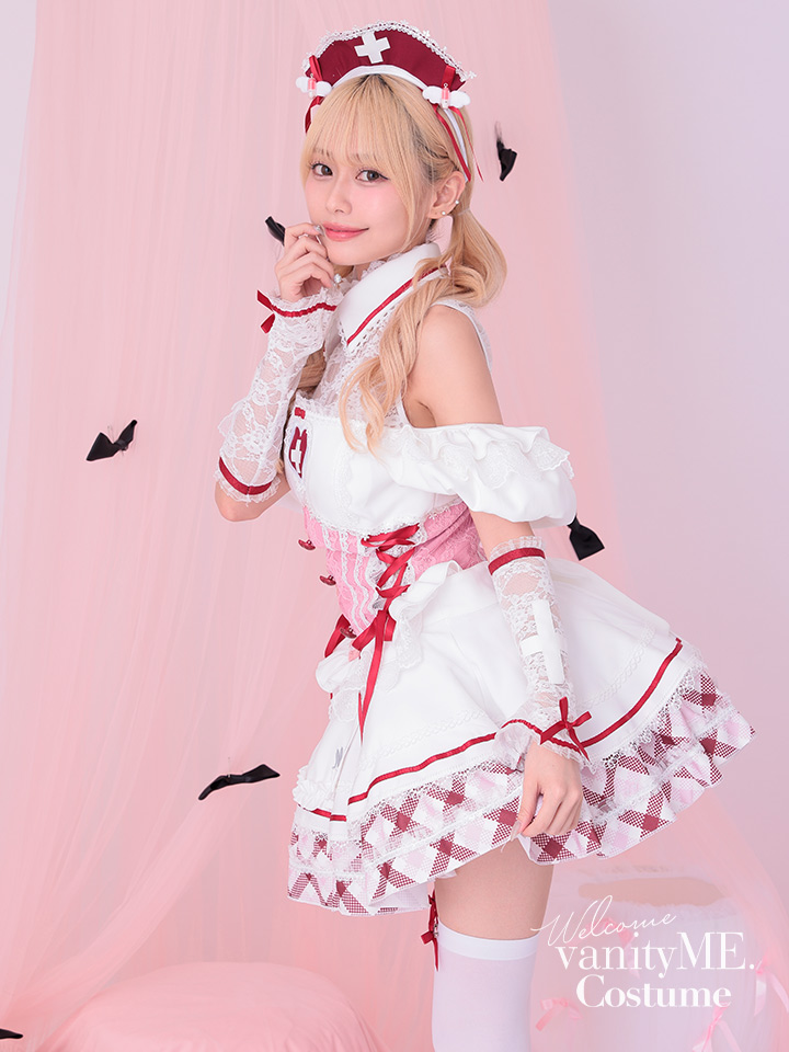 【9点セット】Malymoon マリームーン ジェラートチェックナース [レッド] ml10255-2