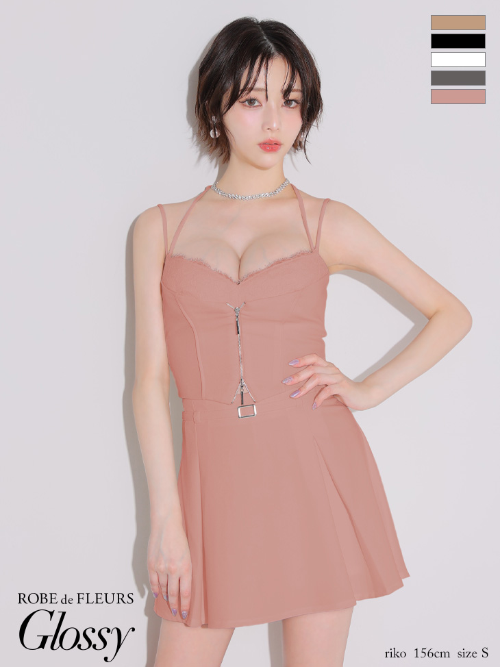 Glossy ローブドフルールグロッシー フロントレースセットアップフレアミニキャバドレス gl4120-c