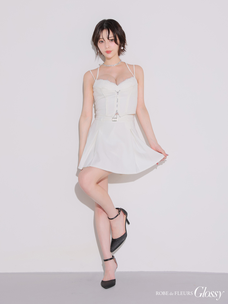 Glossy ローブドフルールグロッシー フロントレースセットアップフレアミニキャバドレス gl4120-c