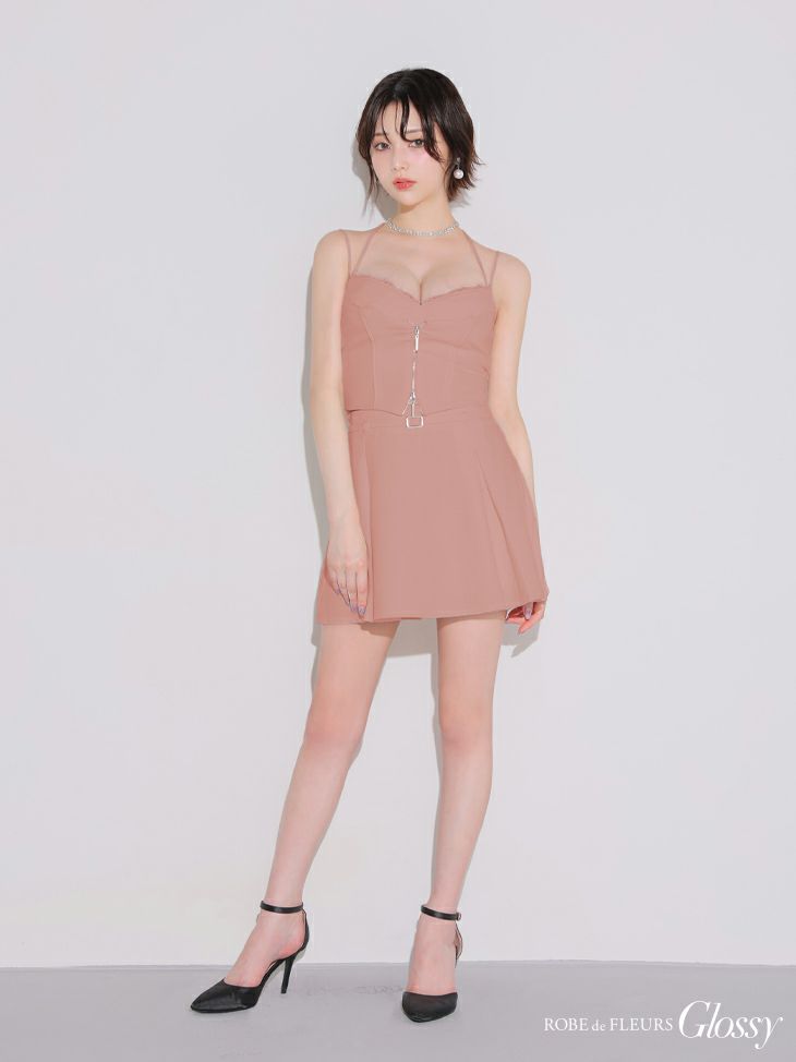 Glossy ローブドフルールグロッシー フロントレースセットアップフレアミニキャバドレス gl4120-c