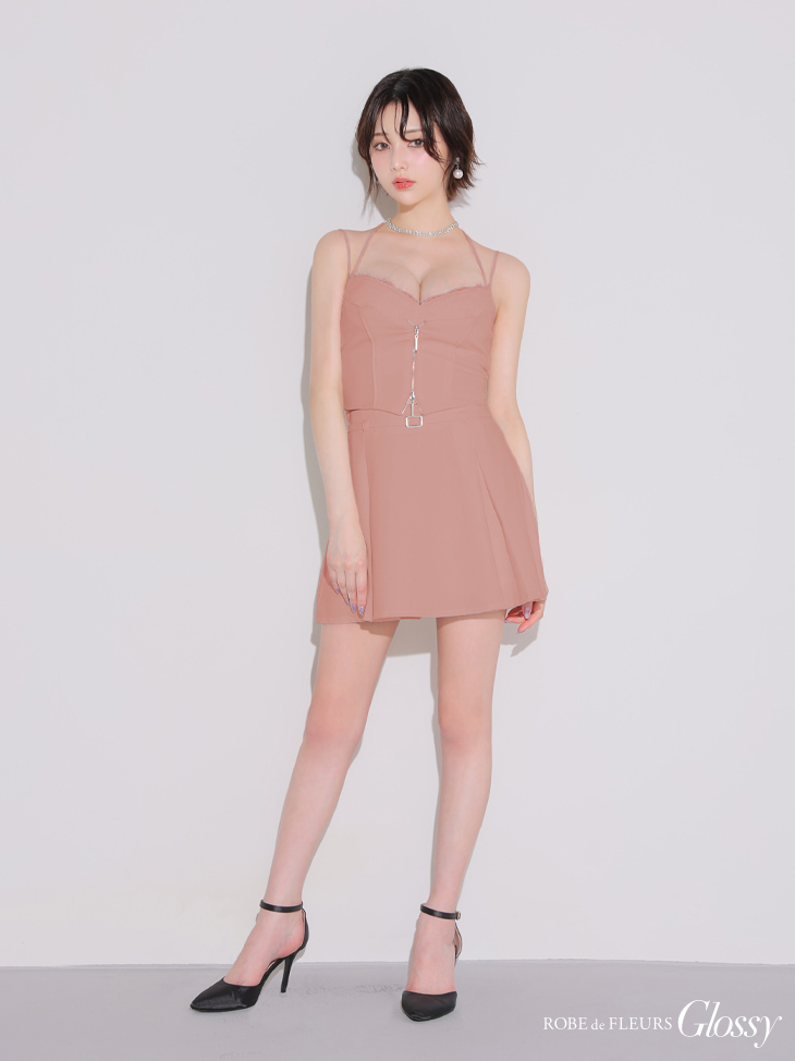 Glossy ローブドフルールグロッシー フロントレースセットアップフレアミニキャバドレス gl4120-c
