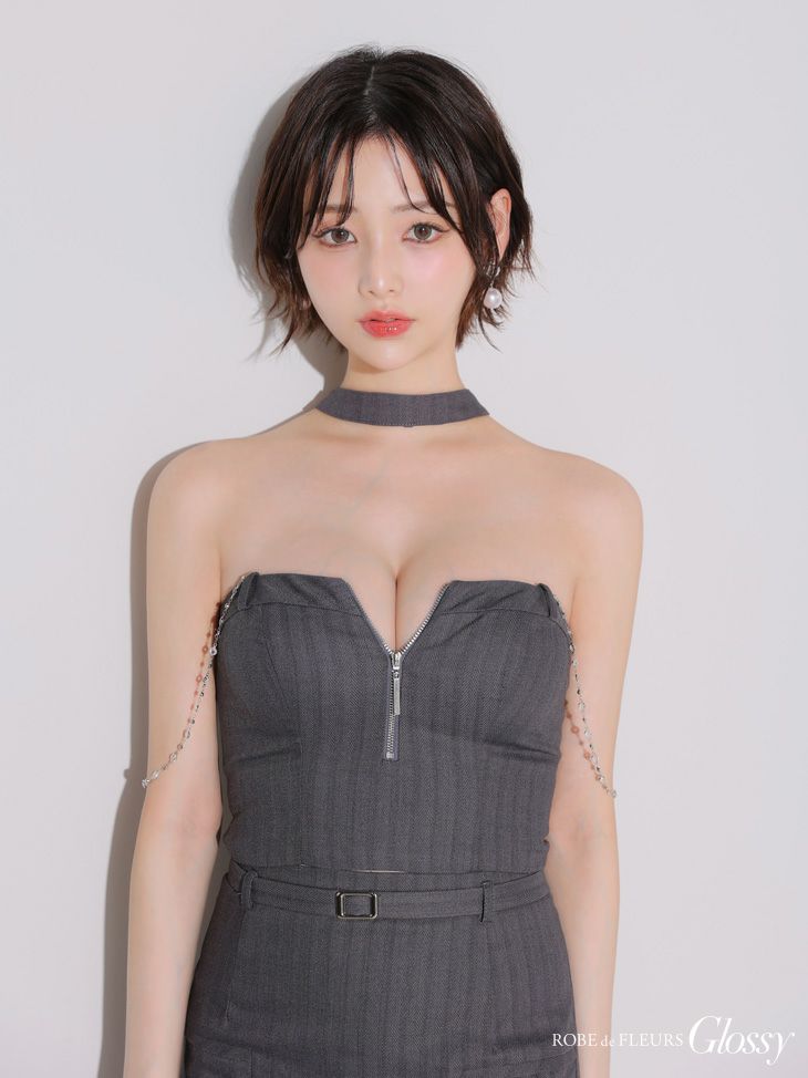 Glossy ローブドフルールグロッシー チョーカーデザインバストジップセットアップタイトミニキャバドレス gl4122-cGlossy ローブドフルールグロッシー チョーカーデザインバストジップセットアップタイトミニキャバドレス gl4122-c