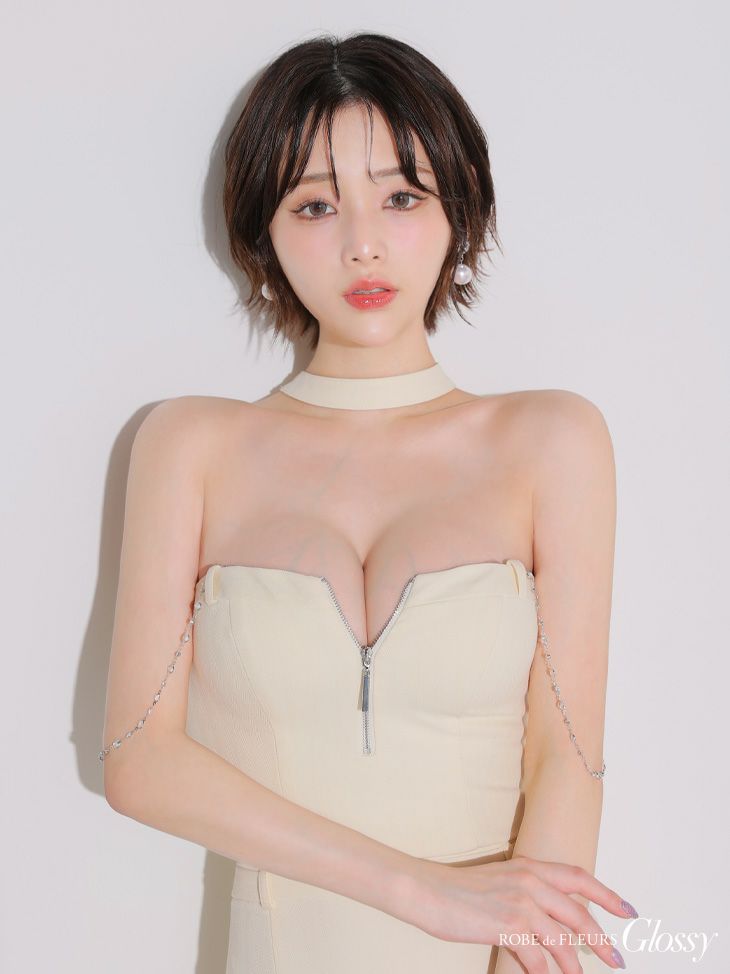 Glossy ローブドフルールグロッシー チョーカーデザインバストジップセットアップタイトミニキャバドレス gl4122-c