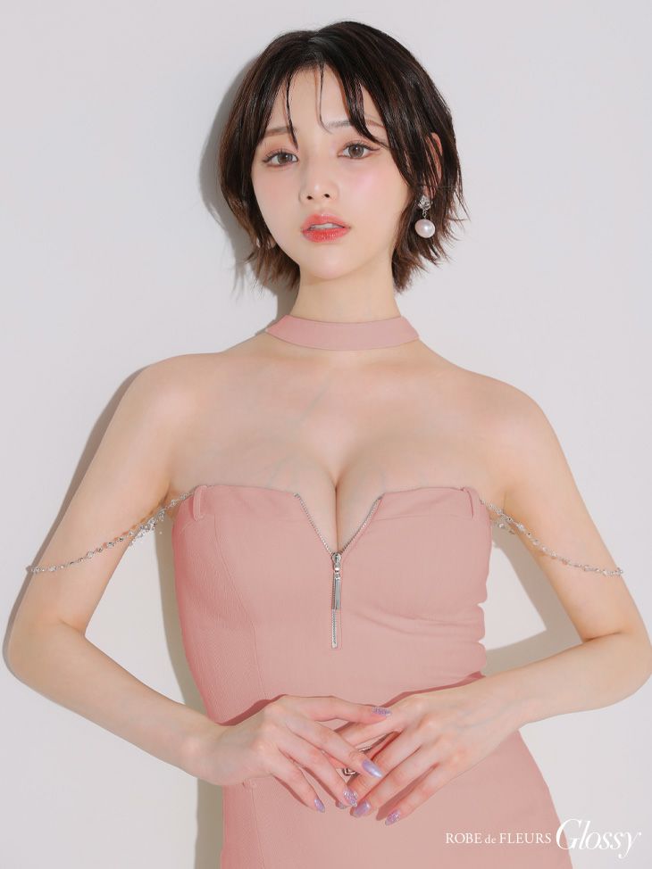 Glossy ローブドフルールグロッシー チョーカーデザインバストジップセットアップタイトミニキャバドレス gl4122-c