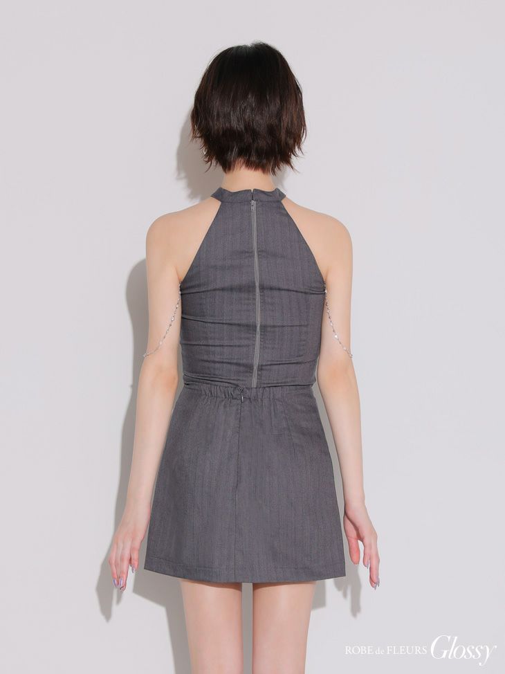 Glossy ローブドフルールグロッシー チョーカーデザインバストジップセットアップタイトミニキャバドレス gl4122-c