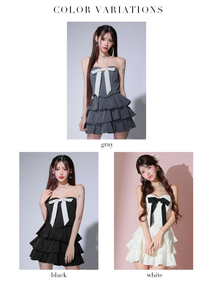 ROBE de FLEURS ローブドフルール ビッグリボンティアードフレアミニキャバドレス fm3769