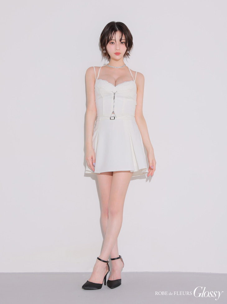 Glossy ローブドフルールグロッシー フロントレースセットアップフレアミニキャバドレス gl4120