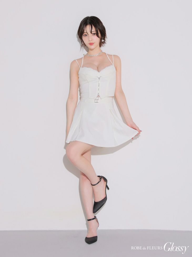 Glossy ローブドフルールグロッシー フロントレースセットアップフレアミニキャバドレス gl4120