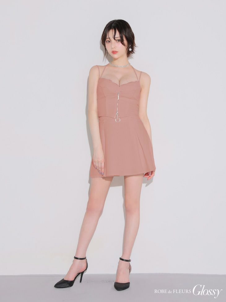 Glossy ローブドフルールグロッシー フロントレースセットアップフレアミニキャバドレス gl4120