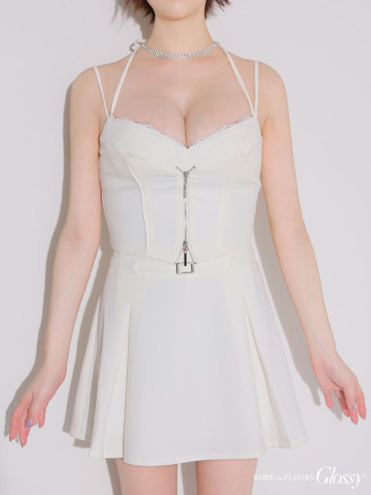 Glossy ローブドフルールグロッシー フロントレースセットアップフレアミニキャバドレス gl4120