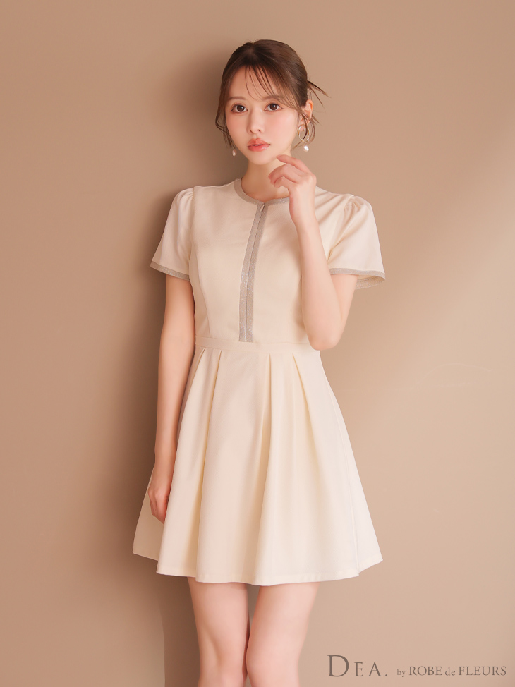 DEA. ディア バイ ローブドフルール クラシカルフロントパイピングフレアミニキャバドレス de3357