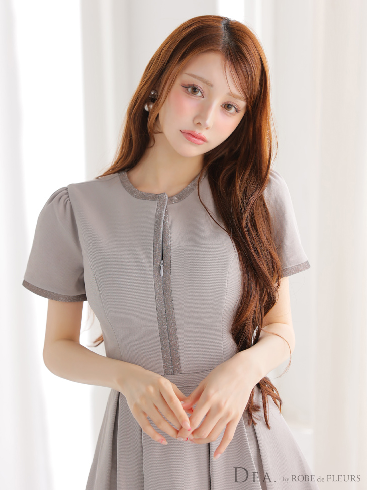 DEA. ディア バイ ローブドフルール クラシカルフロントパイピングフレアミニキャバドレス de3357