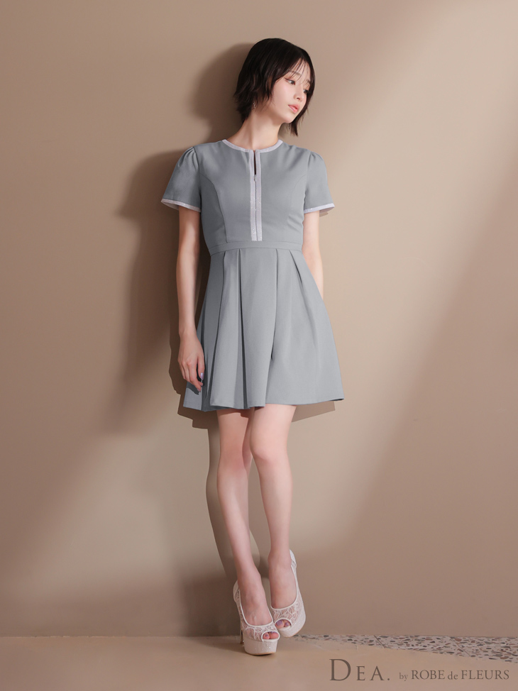 DEA. ディア バイ ローブドフルール クラシカルフロントパイピングフレアミニキャバドレス de3357