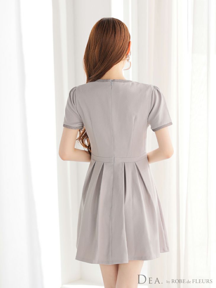 DEA. ディア バイ ローブドフルール クラシカルフロントパイピングフレアミニキャバドレス de3357