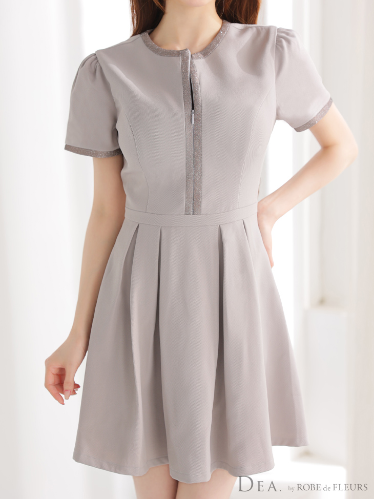 DEA. ディア バイ ローブドフルール クラシカルフロントパイピングフレアミニキャバドレス de3357