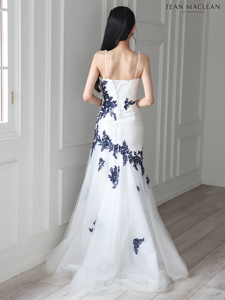 JEAN MACLEAN ジャンマクレーン バイカラー/アシンメトリーフラワー刺繍/マーメイド/タイト ロングドレス ja51882-c