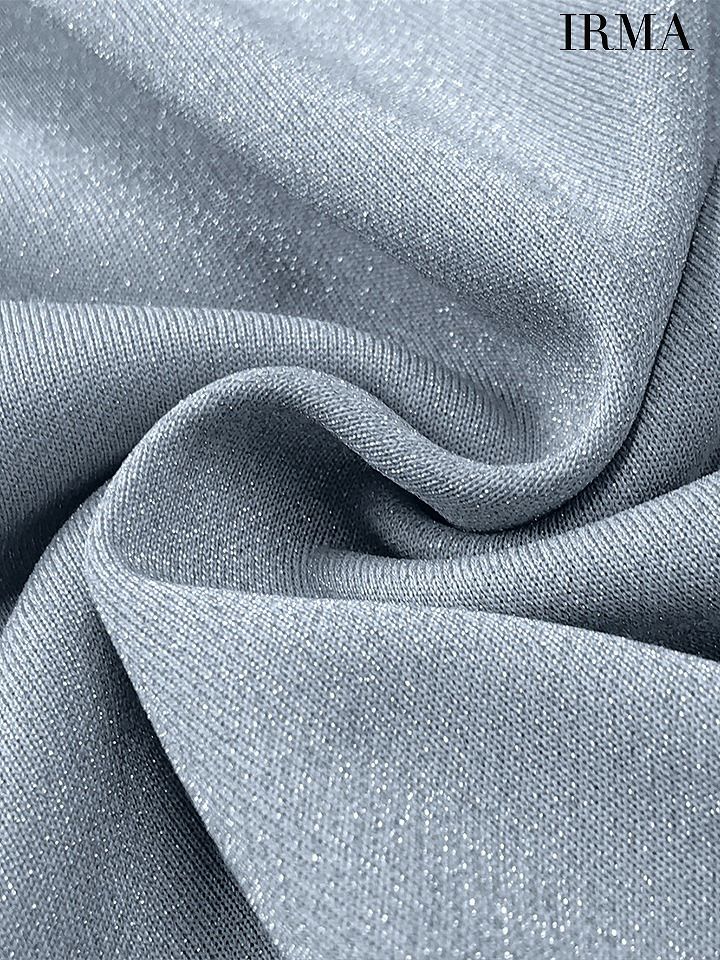 IRMA イルマ ワンオフショル/ワンカラー/シンプル/タックデザイン/スリット入り/タイト ロングドレス ir55084-c