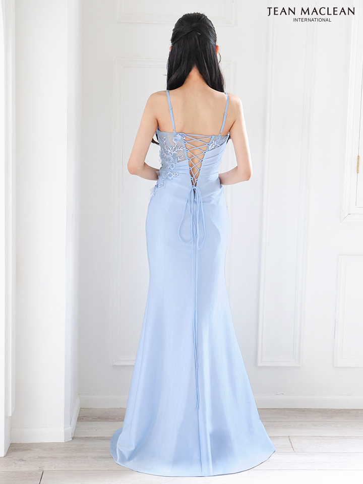 JEAN MACLEAN ジャンマクレーン ワンカラー/立体フラワーモチーフ/アシンメトリー/スリット入り/タイト/ロングドレス ja51881-c