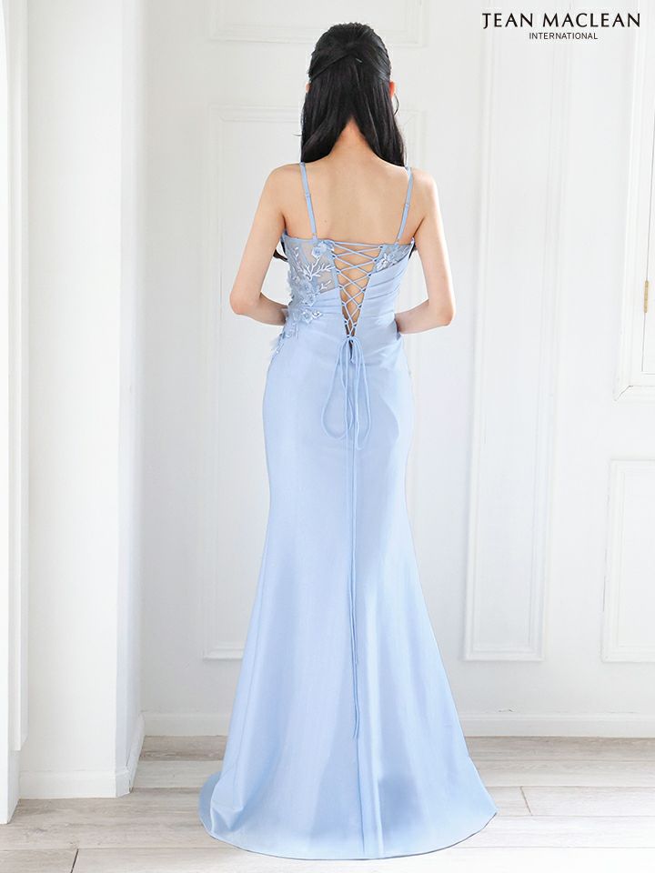 JEAN MACLEAN ジャンマクレーン ワンカラー/立体フラワーモチーフ/アシンメトリー/スリット入り/タイト/ロングドレス ja51881-c