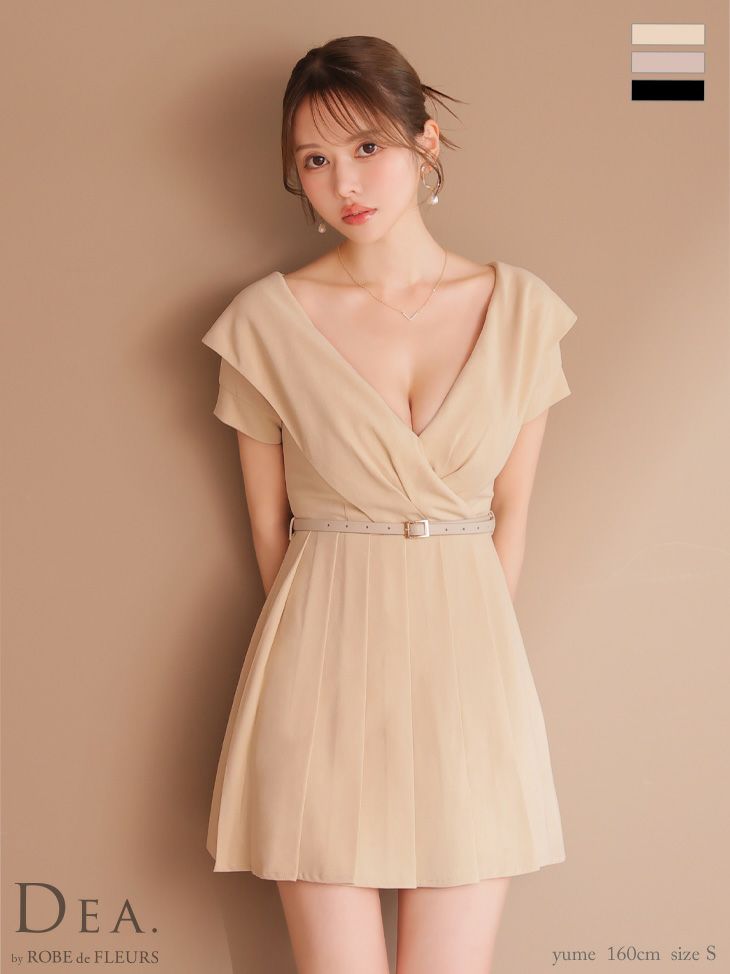 DEA. ディア バイ ローブドフルール オフショルカットベルトフレアミニキャバドレス de3391-c