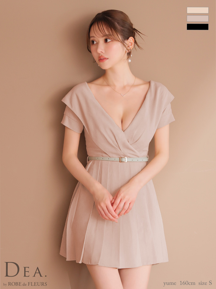 DEA. ディア バイ ローブドフルール オフショルカットベルトフレアミニキャバドレス de3391-c