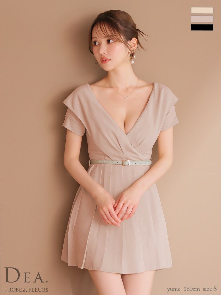 DEA. ディア バイ ローブドフルール オフショルカットベルトフレアミニキャバドレス de3391-c