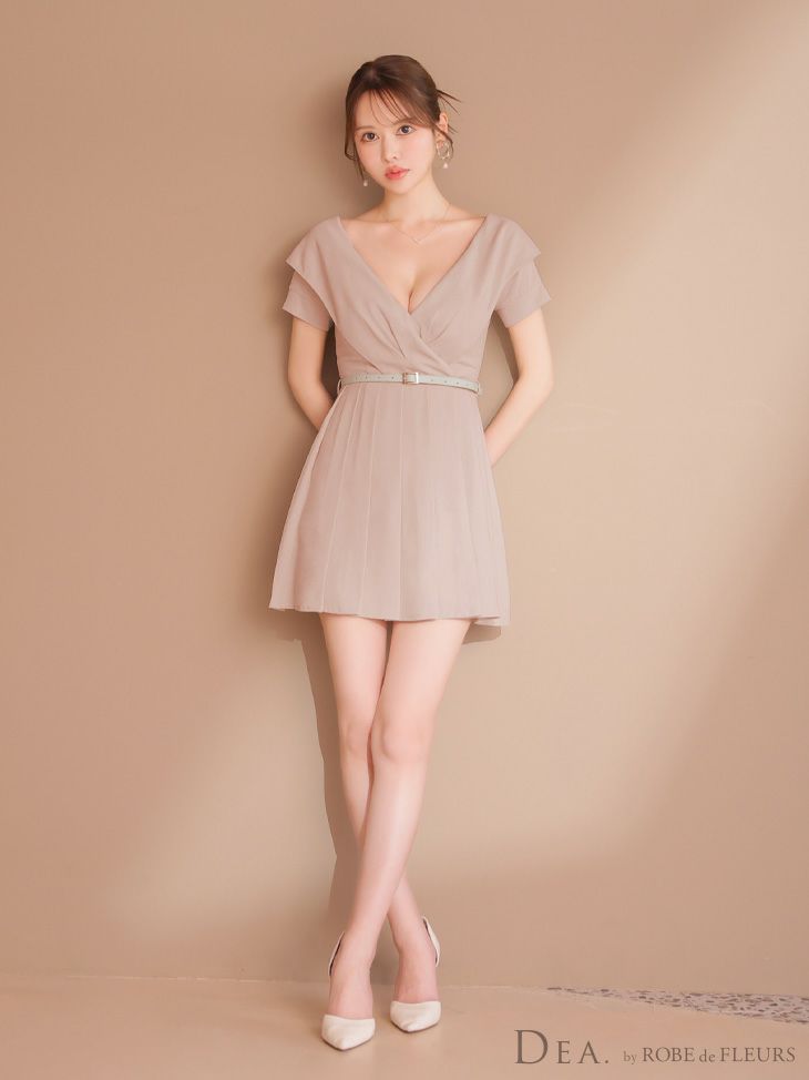 DEA. ディア バイ ローブドフルール オフショルカットベルトフレアミニキャバドレス de3391-c