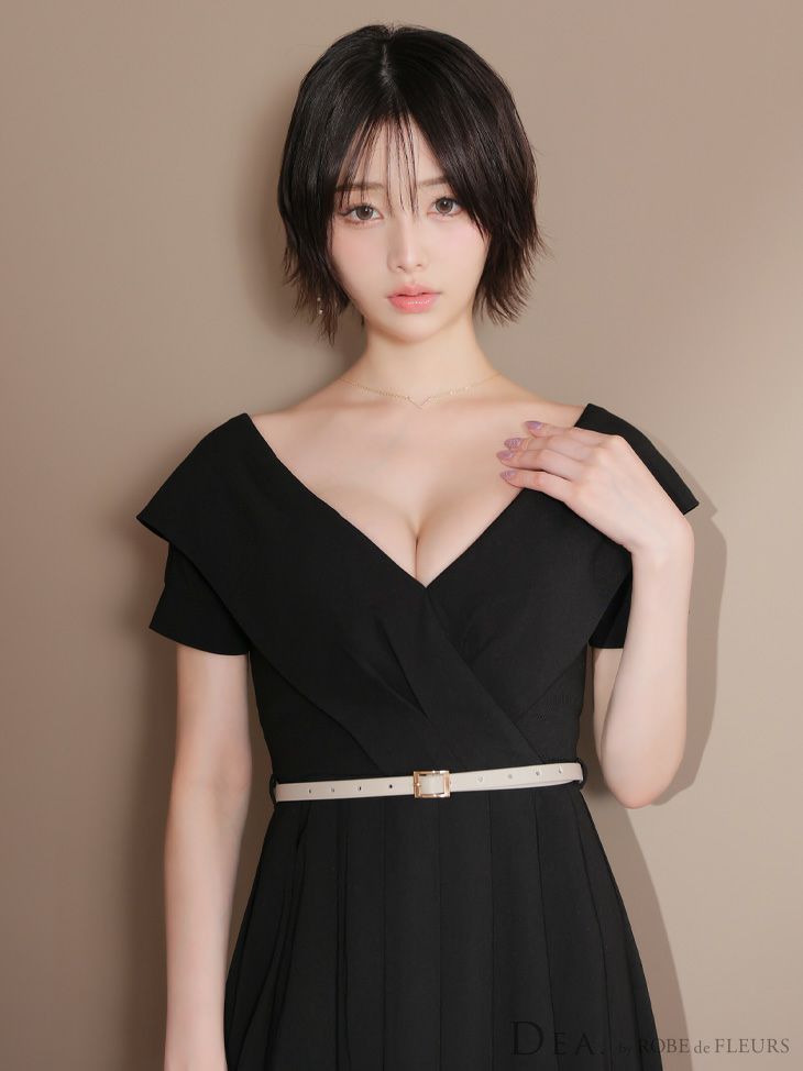 DEA. ディア バイ ローブドフルール オフショルカットベルトフレアミニキャバドレス de3391-c