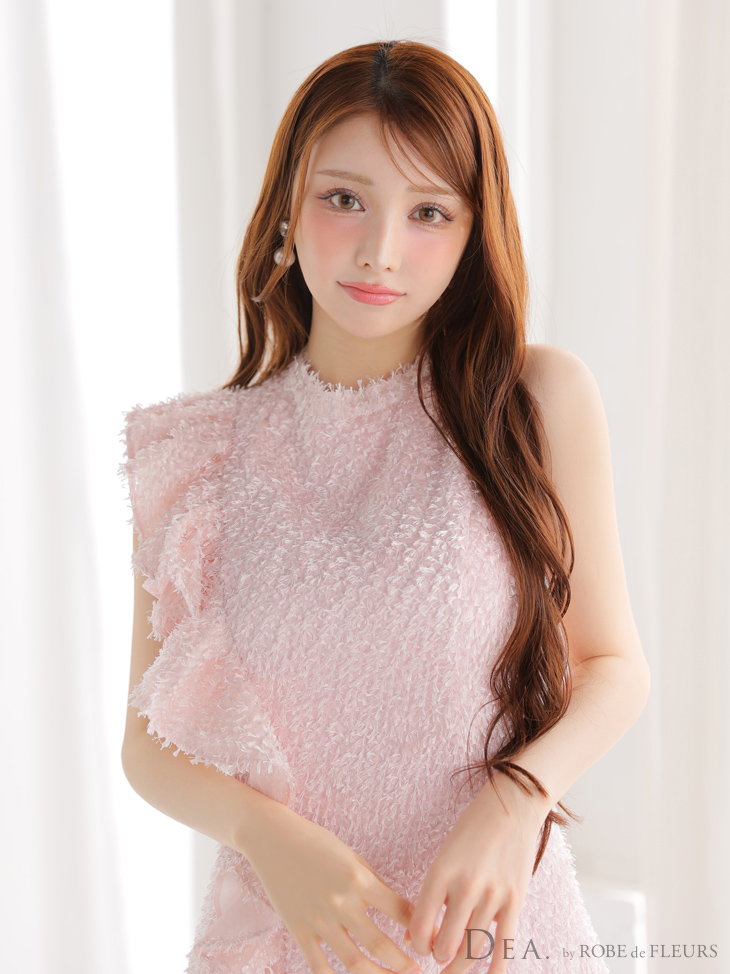 DEA. ディア バイ ローブドフルール フリンジフリルハイネックフレアミニキャバドレス de4127-c